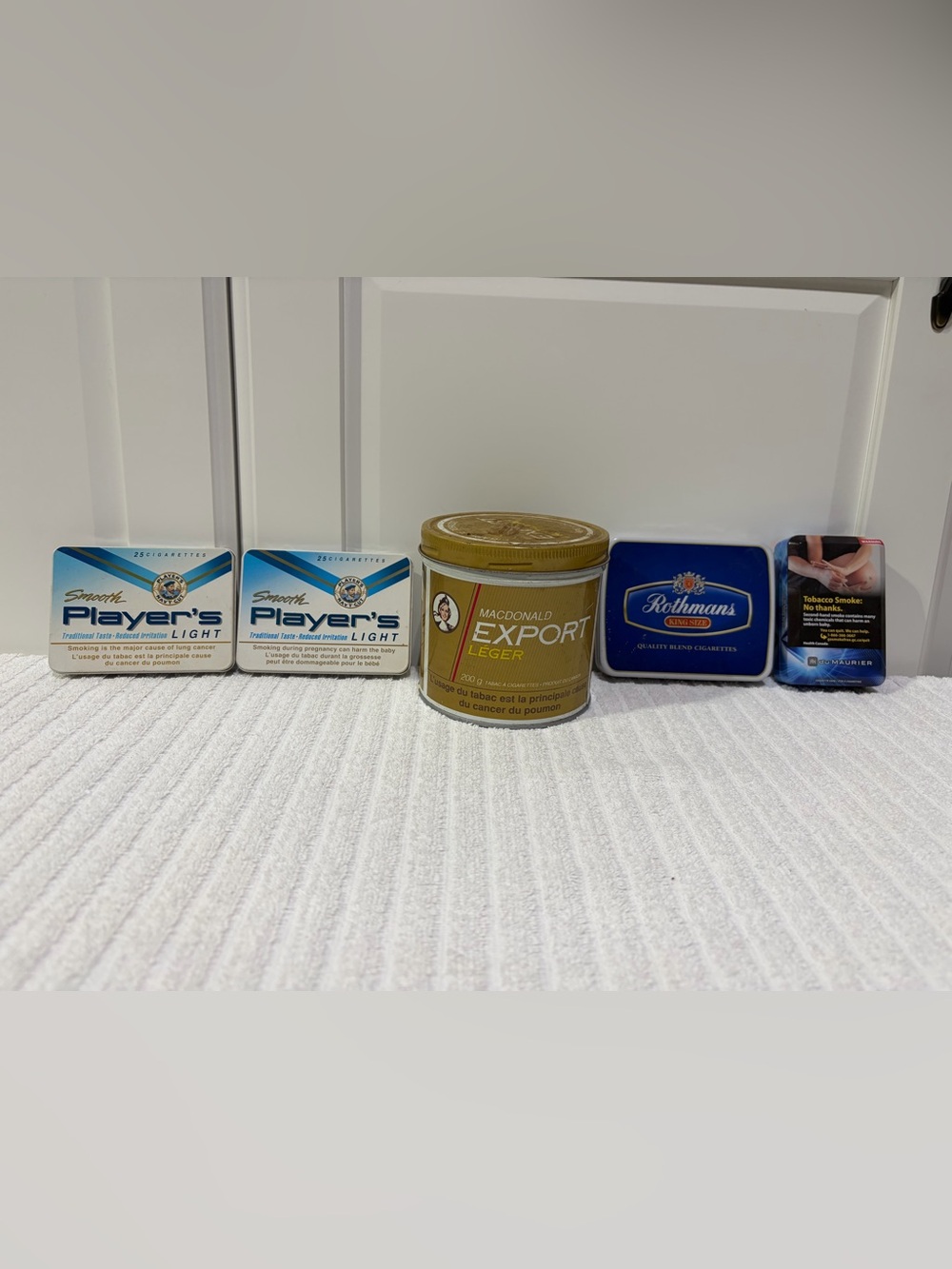 Vintage Tobacco Tins Lot Macdonald Export Players Navy Cut Rothmans du Maurier